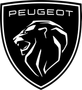 Logotipo del escudo del le&oacute;n de Peugeot en negro sobre fondo blanco