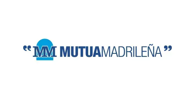 Logotipo con las iniciales “MM” y el texto Mutua Madrileña en azul sobre un fondo blanco.