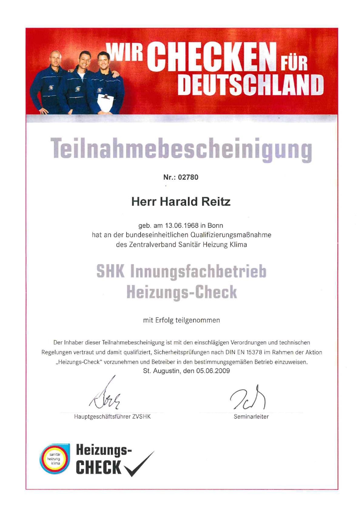 Eine Bescheinigung mit der Aufschrift „Wir checken für Deutschland“