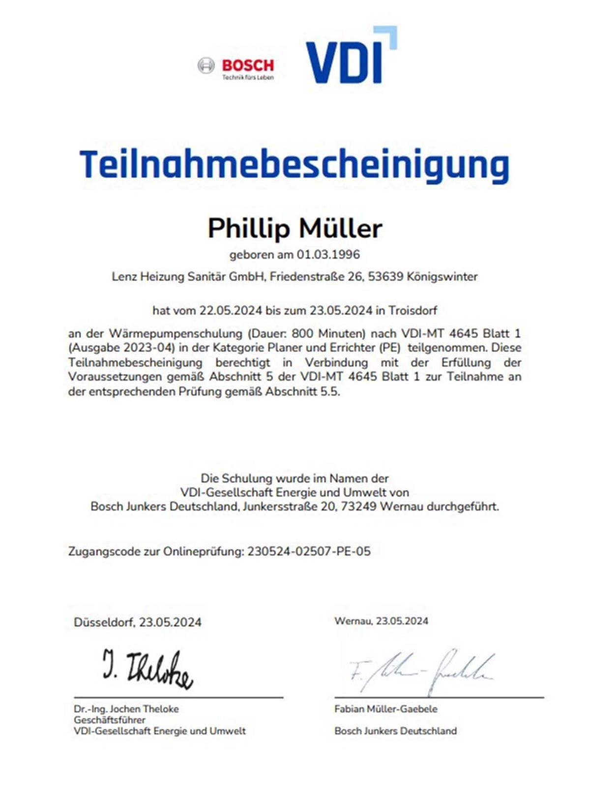 It is a certificate that says teilnahmebescheinigung.