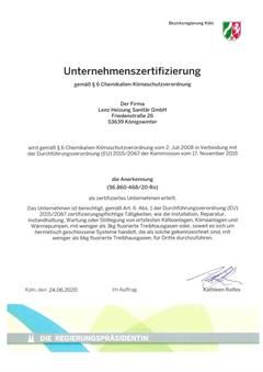 Ein Zertifikat mit einer Unterschrift darauf befindet sich auf einem weißen Hintergrund.