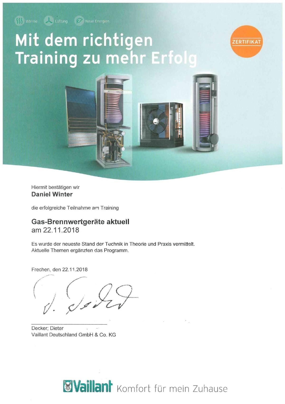 A certificate that says mit dem richtigen training zu mehr erfolg