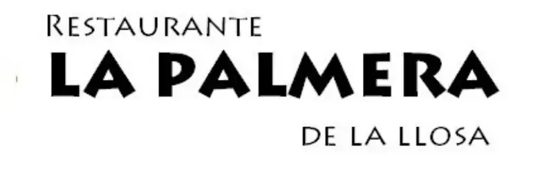 Logotipo del restaurante con la inscripción “La Palmera de La Llosa” en texto negro sobre fondo blanco.