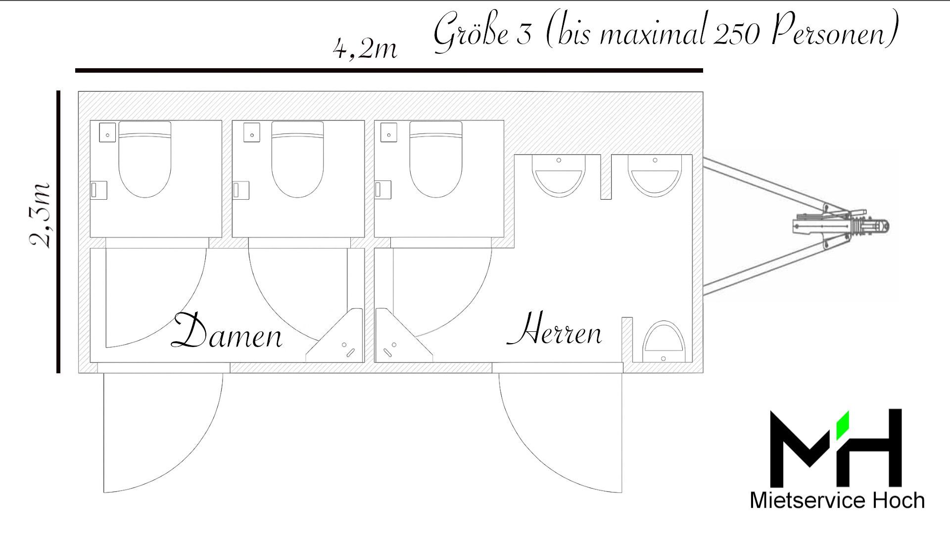 Grundriss Toilettenwagen Größe 3