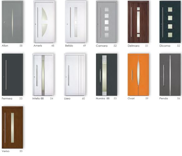 Eine Reihe verschiedenfarbiger Türen sind in einer Reihe aufgereiht