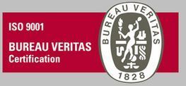 Un logotipo para la certificación ISO 9001 de Bureau Veritas
