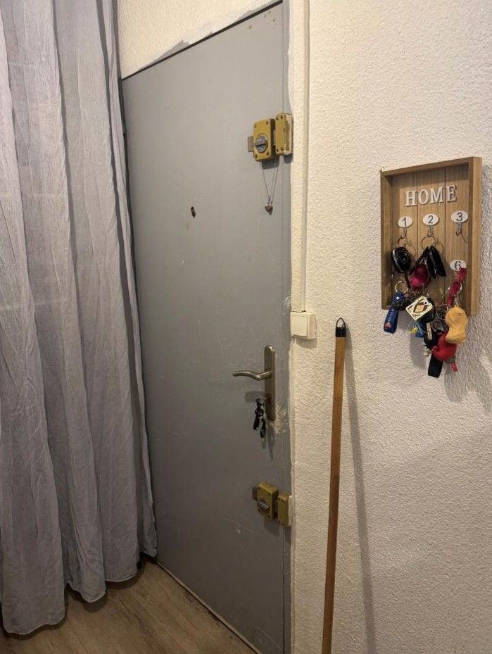 Potée d'entrée grise dans un appartement à Marseille