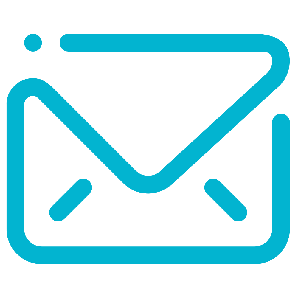 Icono de sobre con contorno azul.