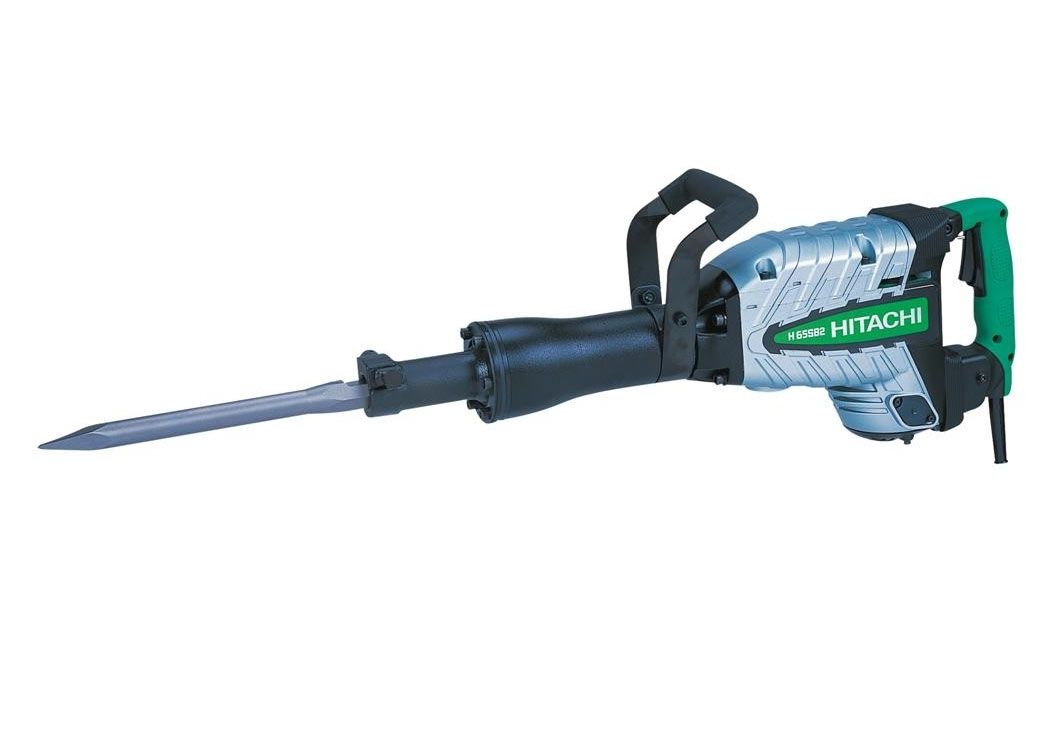 Se muestra un martillo demoledor Hitachi sobre un fondo blanco.