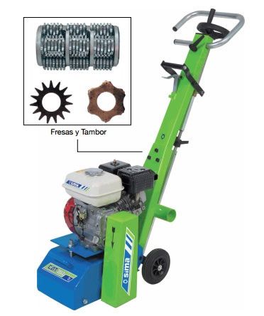 Una máquina verde y azul está sentada sobre una superficie blanca.