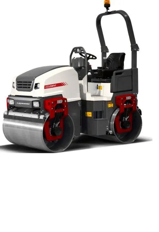 Un rodillo de asfalto blanco y rojo sobre un fondo blanco.