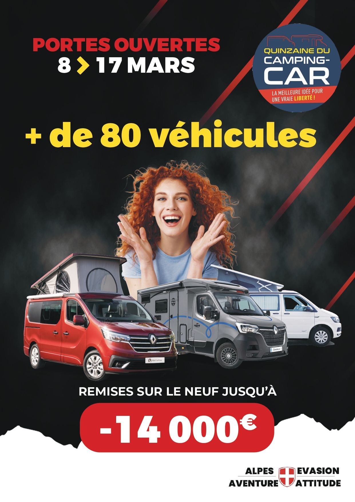 Affiche portes ouvertes avec plus de 80 véhicules en exposition