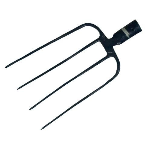 Un primer plano de un tenedor sobre un fondo blanco.