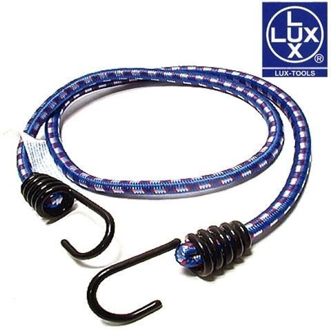 Un cordón elástico azul y blanco con ganchos de Lux Tools.