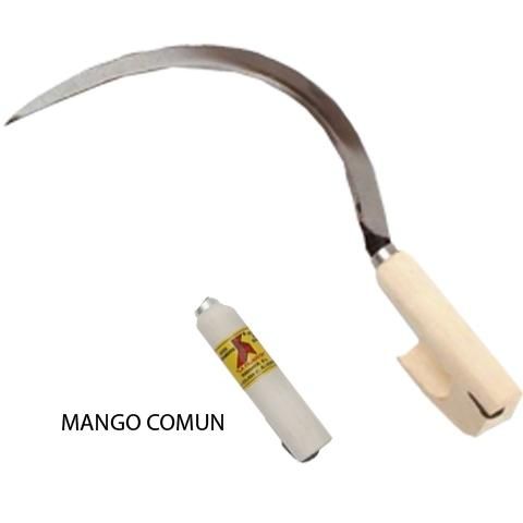 Una hoz con mango blanco se etiqueta como mango común.