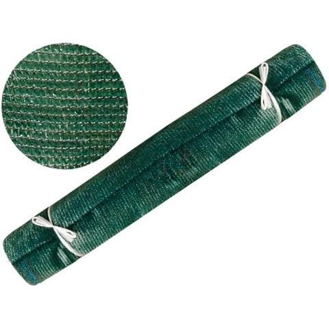 Un rollo de red de sombra verde con lazos blancos