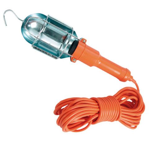 Una luz con un cable naranja conectado a ella.