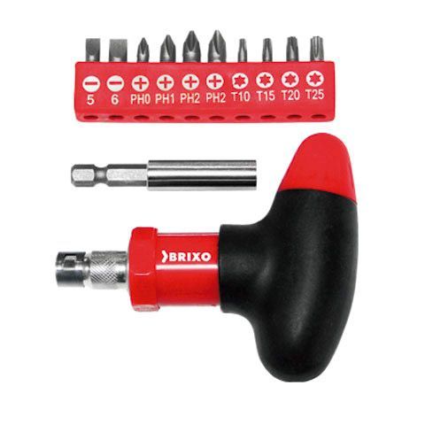 Un destornillador briko con un juego de puntas