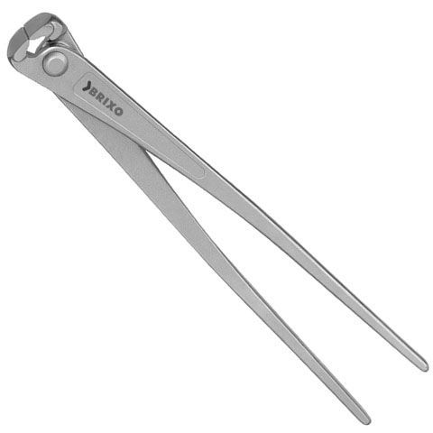 Un par de alicates de acero inoxidable sobre un fondo blanco.