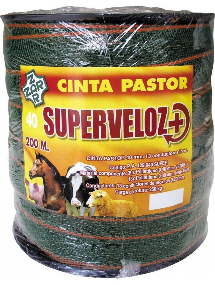 Un rollo de cinta pastor superveloz con animales en la etiqueta.