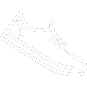 Un dibujo en blanco y negro de un zapato sobre un fondo blanco.