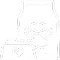 Un dibujo en blanco y negro de la pata de un perro y un corazón.
