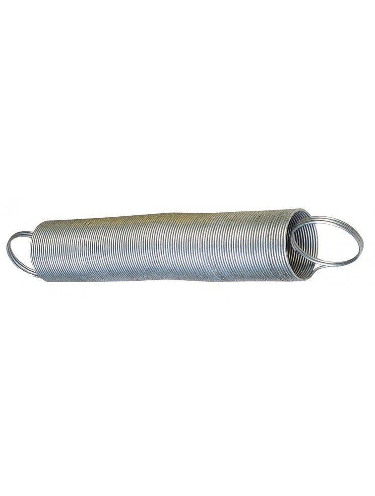 Un resorte de metal con dos asas sobre un fondo blanco.