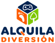 Logo de Alquila Diversión con un cubo colorido y texto azul y naranja.