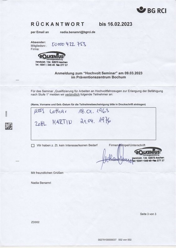 bgrci Lehrgang Hochvolt