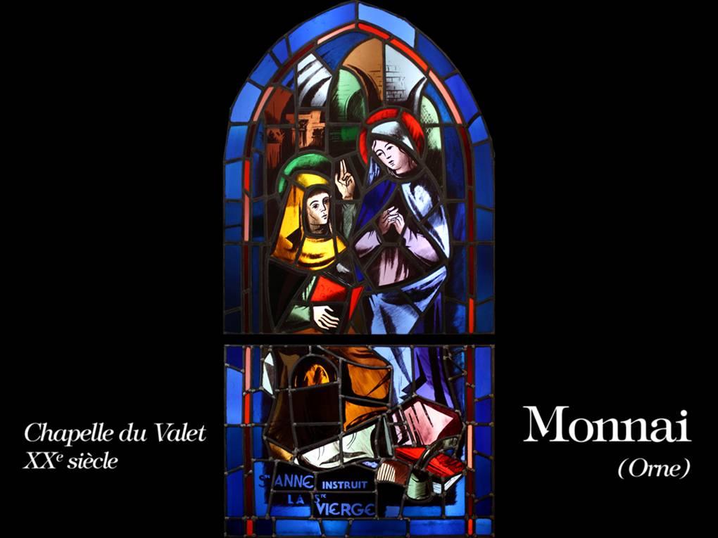 C. van Hollebeke Vitrail: Restauration toutes baies chapelle Monnai (61)