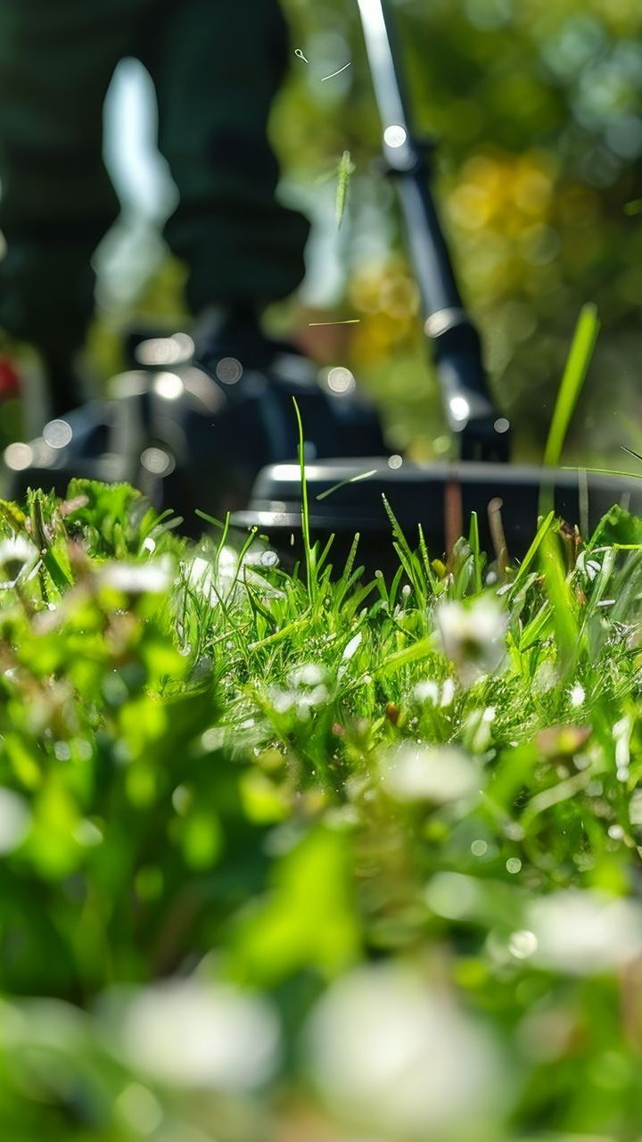 Herbe et débroussailleuse