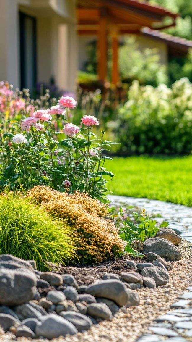 Fleurs avec allée d'accès