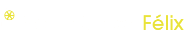 Gráfico de limón estilizado amarillo y la palabra Félix en amarillo.
