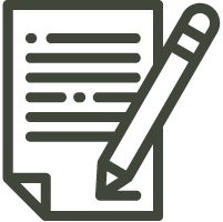 Document avec icône de crayon, représentant l'écriture ou la modification.