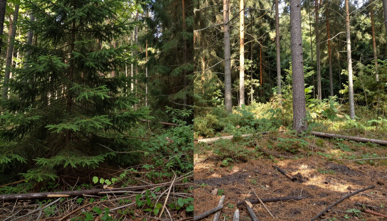 Dos personas vestidas de manera informal se dan la mano en un bosque soleado; una de ellas sostiene un portapapeles.