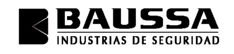 Logotipo en blanco y negro: texto "BAUSSA", "INDUSTRIAS DE SEGURIDAD" 