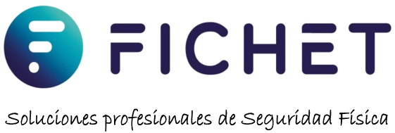 FICHET logo with a blue-green circle and text "Soluciones profesionales de Seguridad Física".