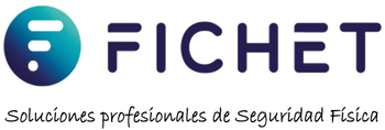 FICHET logo with a blue-green circle and text "Soluciones profesionales de Seguridad Física".