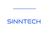 Logo von Sinntech, blauer Text mit horizontalem blauen Strich dar&uuml;ber.