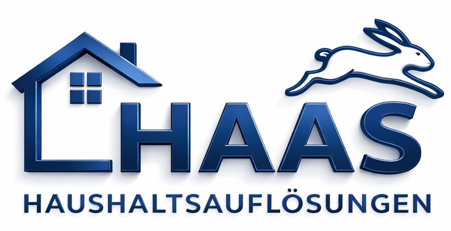 Logo for HAAS, featuring a house icon, running rabbit, and text "HAUSHALTSAUFLÖSUNGEN NORD."