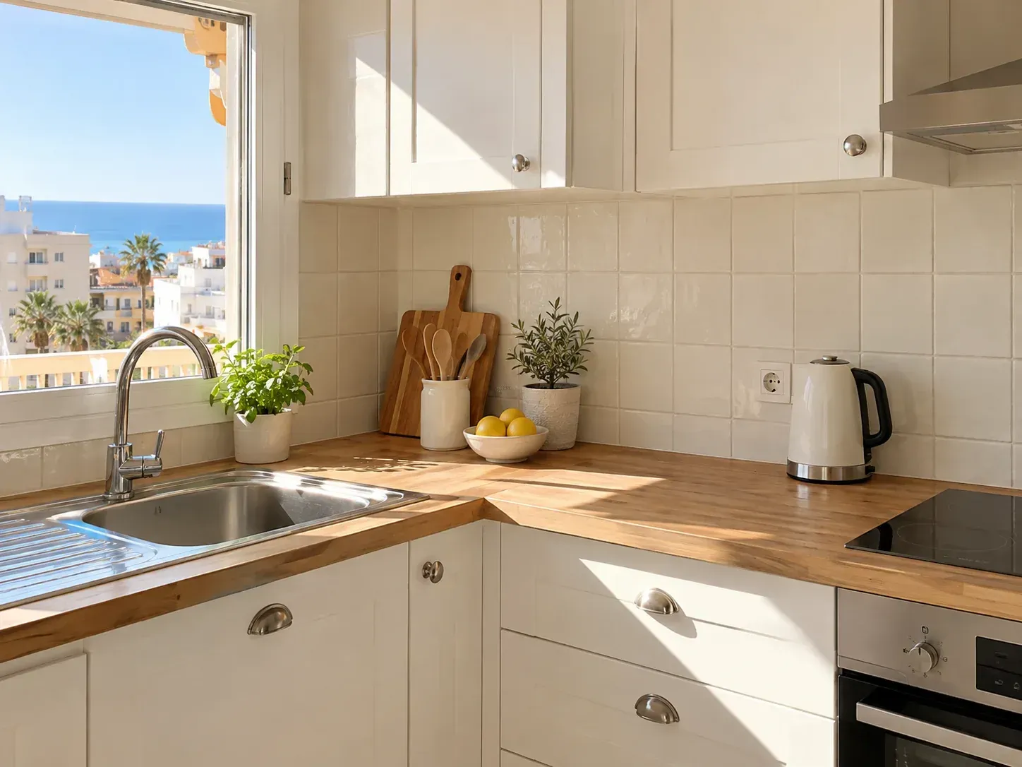 cocina con los azulejos pintados