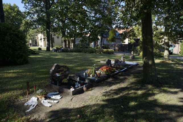 Gräber auf Friedhof mit Bäumen