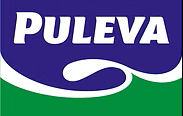 El logotipo de Puleva es azul y verde con un remolino blanco.