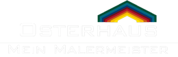 ein Logo für Osterhaus Mein Malermeister mit regenbogenfarbenem Dach