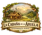 Logotipo de "La Caba&ntilde;a de la Abuela" que muestra una caba&ntilde;a r&uacute;stica de troncos en un paisaje monta&ntilde;oso, enmarcada por hojas de roble y pi&ntilde;as.