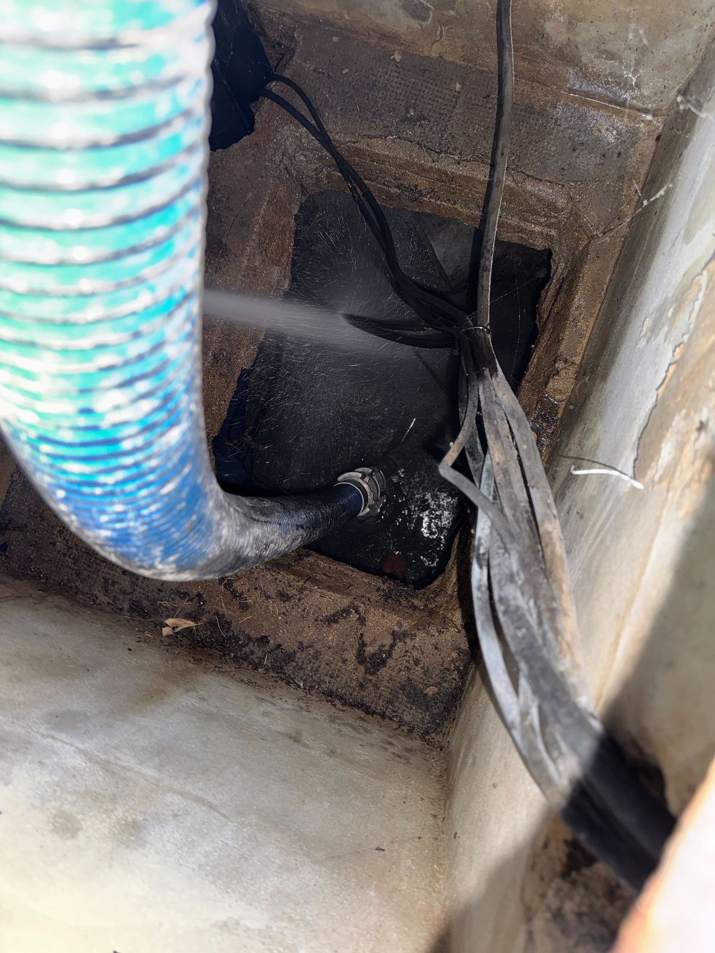 Un tuyau bleu pour l'inspection des égouts