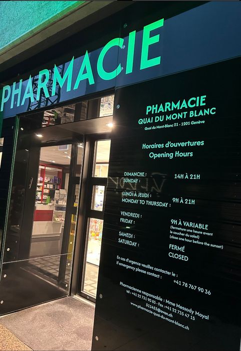 Pharmacie Quai du Mont-Blanc - ouverture dimanche