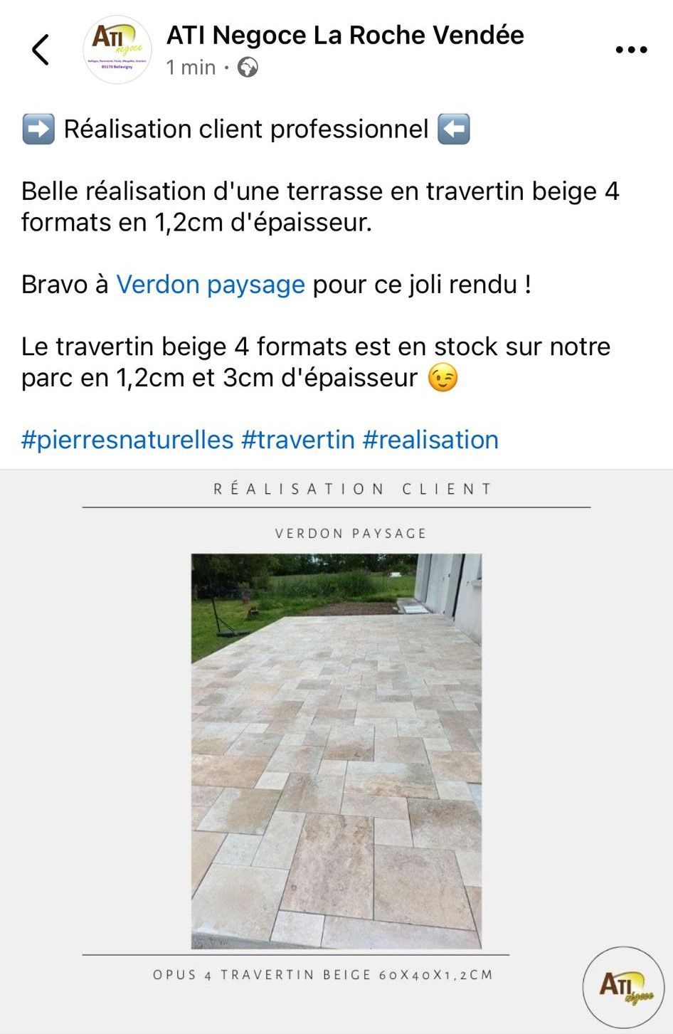 Post Instagram Verdon Paysage pour ATI Négoce