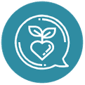 Herz mit Blättern in Sprechblase Icon