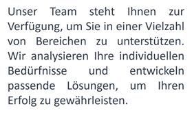 A picture of a german text that says unser team steht ihnen zur verfügung , um sie in einer vielzahl